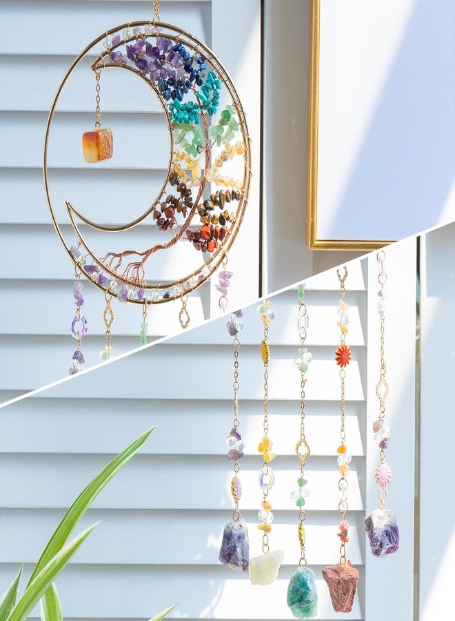 Dreamsum 7 Chakras Dream Catchers Tree of Life Dream Catcher Crystal Dreamcatcher Wall Decor with Healing Crystal Stone & Fluorite Wall Art Hanging for Bedroom Home Decor Bless Gift Wedding Garden-Colorful - Image 4